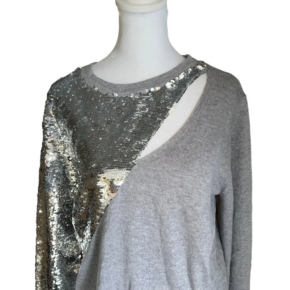 RtA - NWT Teagan Slashed Sequined Cut Out Pullover Sweater Sz L